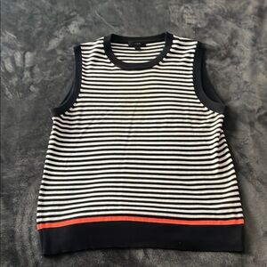 Striped Sleeveless Top with Orange Accent